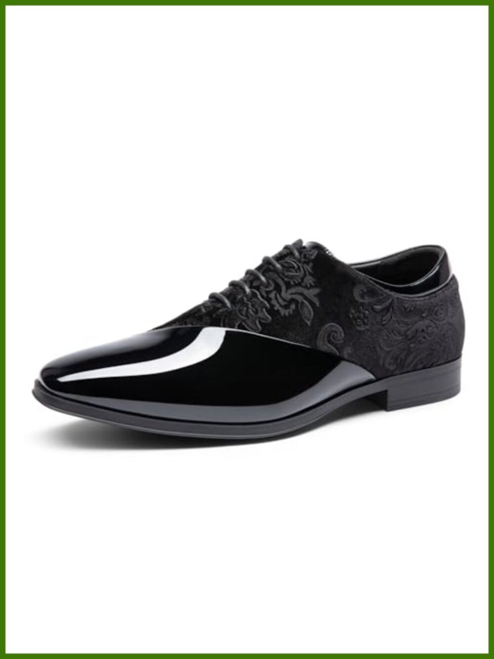 Patent Faux Leather Velvet Men's Formal Lace-Up Oxford Dress Shoes